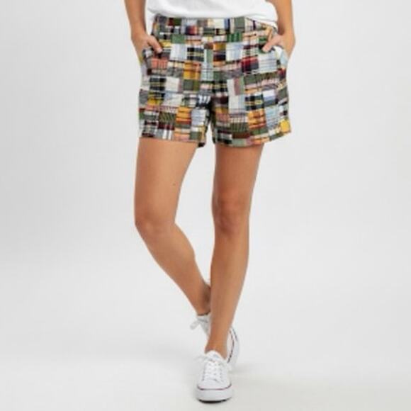 J. Crew City Fit Madras Shorts Colorful Patchwork Size 12 - Picture 1 of 10